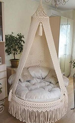 Maroon Studio Macrame Swing Hammock Chair for Adults & Kids Large with 2 Pillow and Mattress