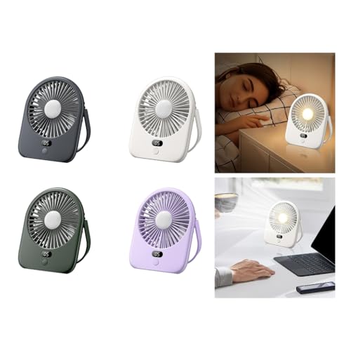 Ventilateur de bureau silencieux 5 vitesses avec lampe LED intégrée et recharge USB