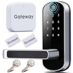 Smart Lock, Keyless Entry Door Lock, Smart Door Lock, Smart Lock for Front Door, Door Lock with Keypad, Fingerprint Door Lock, Biometric Door Lock, Digital Door Lock (Gateway Included)