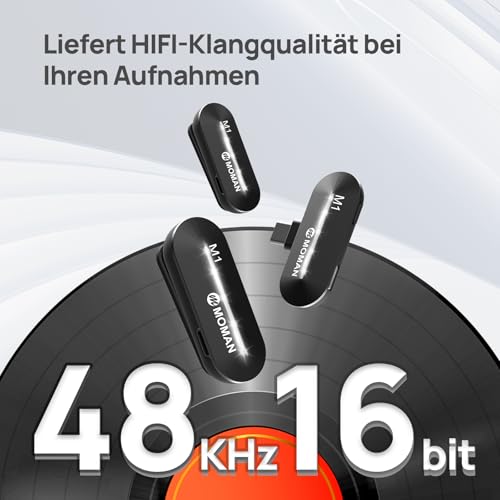 Moman Kabelloses Lavalier Microphone, CP1X(C) 2.4GHz【Type-C&USB】 2TX&1RX Ansteckmikrofon für Android Phones Tablet Vlog Live-Streaming Tiktok,Drahtloses-Lavalier-Mikrofon-Funkmikrofon-Smartphone
