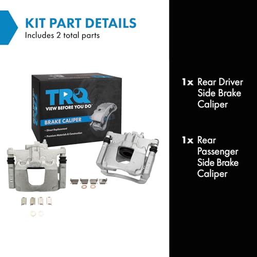 Image of TRQ Rear Driver and Passenger Side Brake Caliper Set Caliper Brackets Hardware Compatible with 07-11 Dodge Nitro 08-12 Jeep Liberty 07-17 Wrangler 18 Wrangler JK