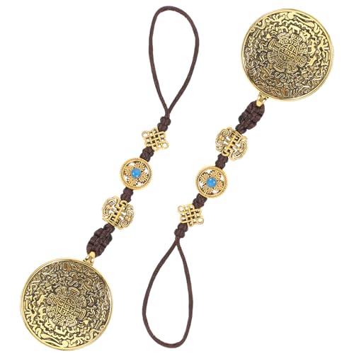 VERDANVERSE Collar Colgante Tibetano Grande 2 Piezas Colgante Retro de Aleación Metálica Color Bronce Diámetro 43 MM Collar para Fiesta y Decoración y Festival