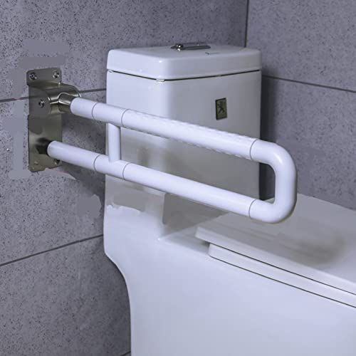 手すりトイレ U字型手すり太さ35mm 長さ61.5*高さ8*幅20.5cm ステンレス鋼+ナイロンABS材質 暗闇で光る 浴室安全手すり 静電気無し 転倒防止 高齢者 浴室 バスルーム 便器手すりトイレ ノンスリップ仕上げ 滑り対策 折りたたみ式トイレ手