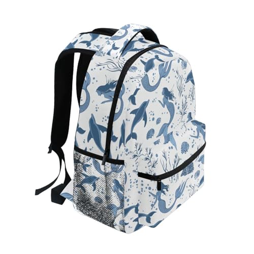Mermaid Dolphin Seashell Backpack for School Boys Girls Adults Kids Bookbag Laptop Bag 18L2