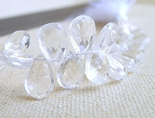 Perle briolette cristal de roche quartz grande taille 11mm pour joaillerie