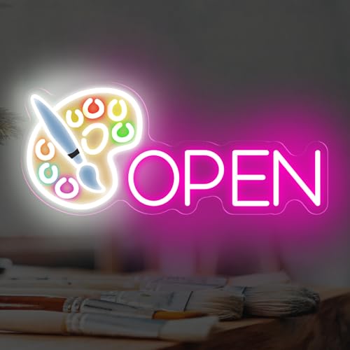 Image of Paint Tray Open Neon Sign Art LED Light Painting Room Wall Decor | USB Powered Dimmable Paint Palette Neon Sign Art Studio Decor 17.7 inchx7.7 inch