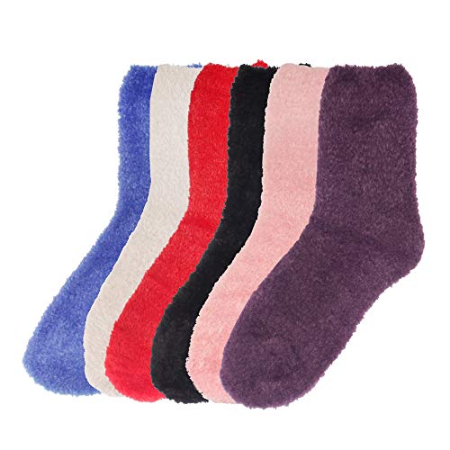 Image of BambooMN Women's Super Soft and Cozy Feather Light Fuzzy Socks - Multiple Color Options - Two Sizes - Value Packs