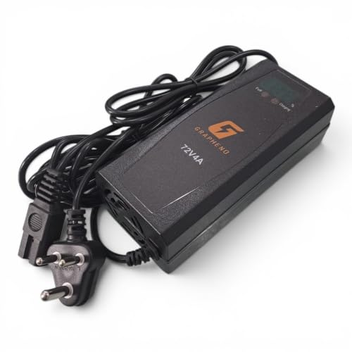 Image of Electric Scooter Charger 72V 4 AMP Grapheno | for Lead Acid Batteries & Graphene Batteries | for 6 Battery Scooter | Longest 4 Meter Wire | Fast Charging | Percentage Screen | AUTOCUT.