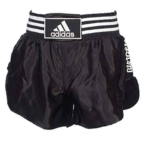 Adidas Pantalones cortos de boxeo tailandés - blanco y negro Large