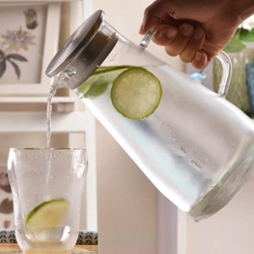 Tetera de vidrio de 1,5L con tapa de acero inoxidable para bebidas calientes y frías 4
