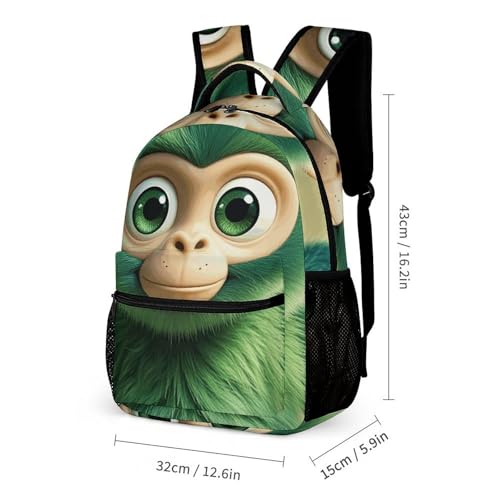 Green Clever Monkey Backpack for Men Women, Durable Small Backpack Casual Lightweight Daypack for Travel Bag2