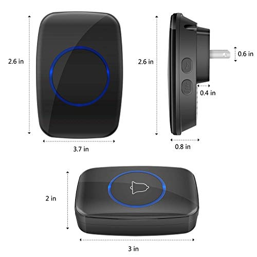 Wireless Doorbell Waterproof Door Bell Push Button Operating At 500 Feet Adjustable Volume (1-1Black, Black) #TOP4