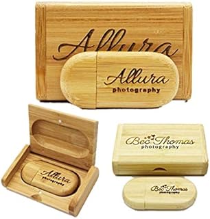 Customize Personalised Laser Engraved Solid Wooden USB Flash Drive USB Box Wedding Photo Memory Storage Disk,Wedding ceremony,Company customization,Personal gift (8G, walnut)