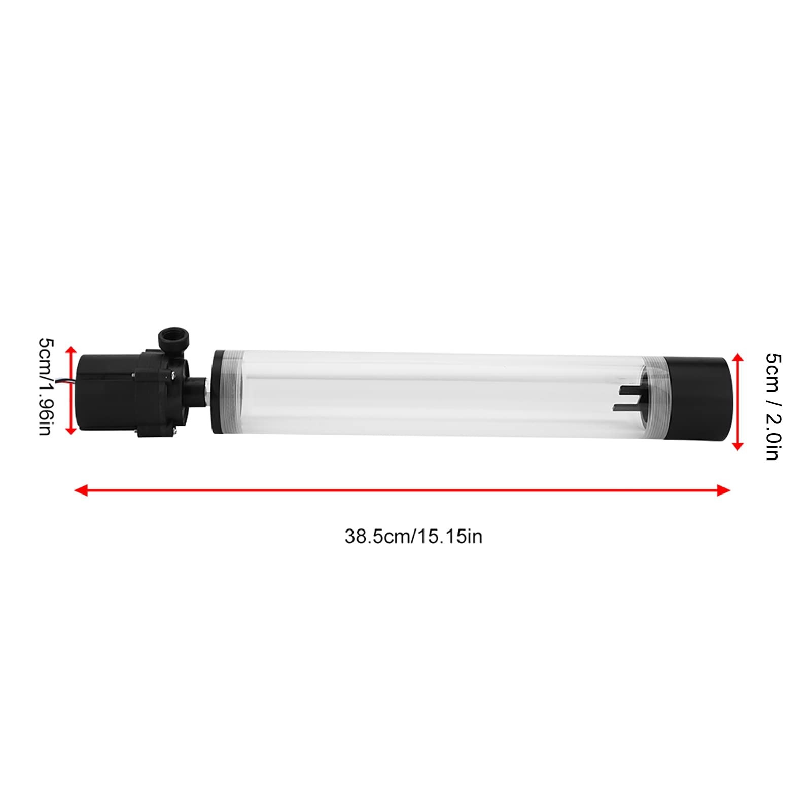 Zunate Zbiornik Cylindra Chłodzącego Ciecz PC 210 Mm |Zintegrowana Pompa 19 W i Złączki G1/4 z Akrylu i POM do Komputerowego Systemu Chłodzenia wodą DIY (300 mm)