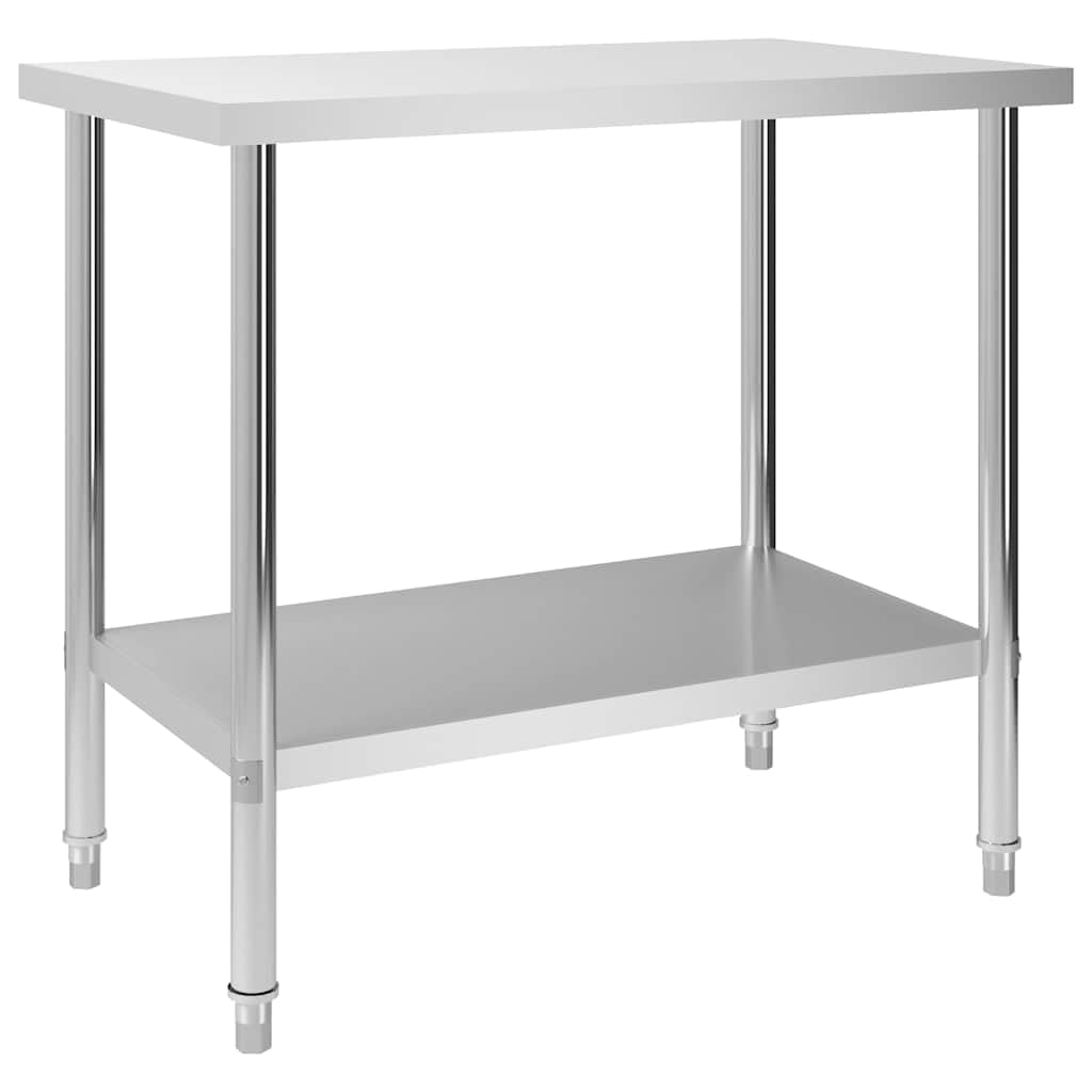 Tavolo da lavoro, 100 x 60 x 85 cm, in acciaio inox, per