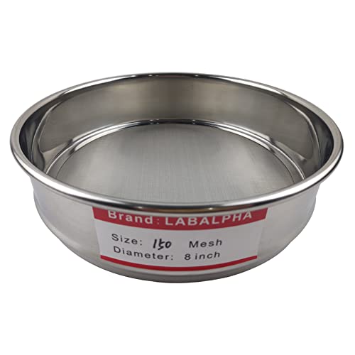 La Mejor Recopilación de Tamices los más recomendados. 46 LABALPHA - Tamices de laboratorio de malla 150, tamiz de prueba de malla #150, diámetro de 8 pulgadas, tela de alambre de acero inoxidable 304 (0,1 mm)