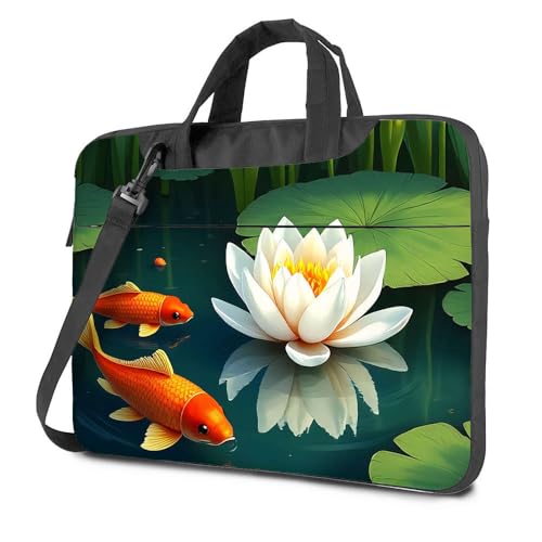 Pochette ordinateur portable poissons koï anti-choc fleur de lotus
