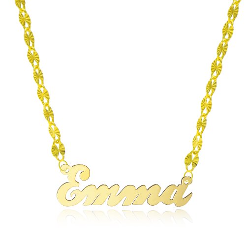 14K Yellow Gold Personalized Name Necklace - Style 2 - Custom Made Any Name