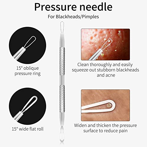 Blackhead Remover Tools,2022 Newest 2 Pcs Acne Needles,Gery Whitehead Removal Tools,Pimple Popper Tool Kit, Acne Extractor Device, Professional Stainless Pimple Acne Blemish Removal Tools #TOP3