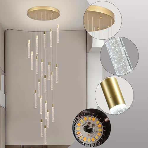 Image of 20-Lights Bubble Crystal Chandelier for Entryway High Ceiling,Gold