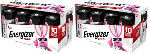 Image of Energizer MAX C Batteries, Premium Alkaline C Cell Batteries, (8 Battery Count), (Pack of 2)