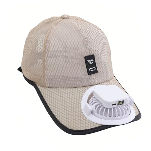 Image of Solar & USB Charging Fan Hat, Adult Mesh Cooling Baseball Cap with Fan, Adjustable Unisex Sun Visor for Hiking Fishing Golf