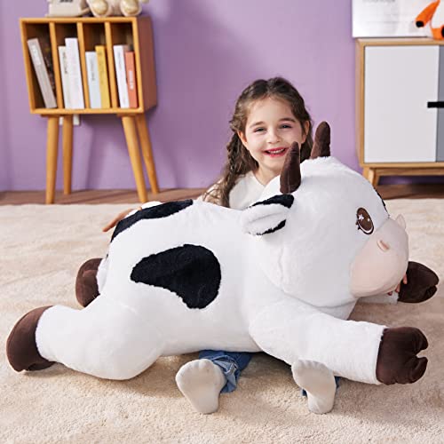 Ikasa Giant Cow Stuffed Animal Plush Toy,Large Cow Cute Jumbo Soft Toys,Huge Big Size Plushy Fluffy Fat Oversized Plushie,Gifts For Kids Girls Boys Girlfriend Childrens (30 Inches, White) #TOP3
