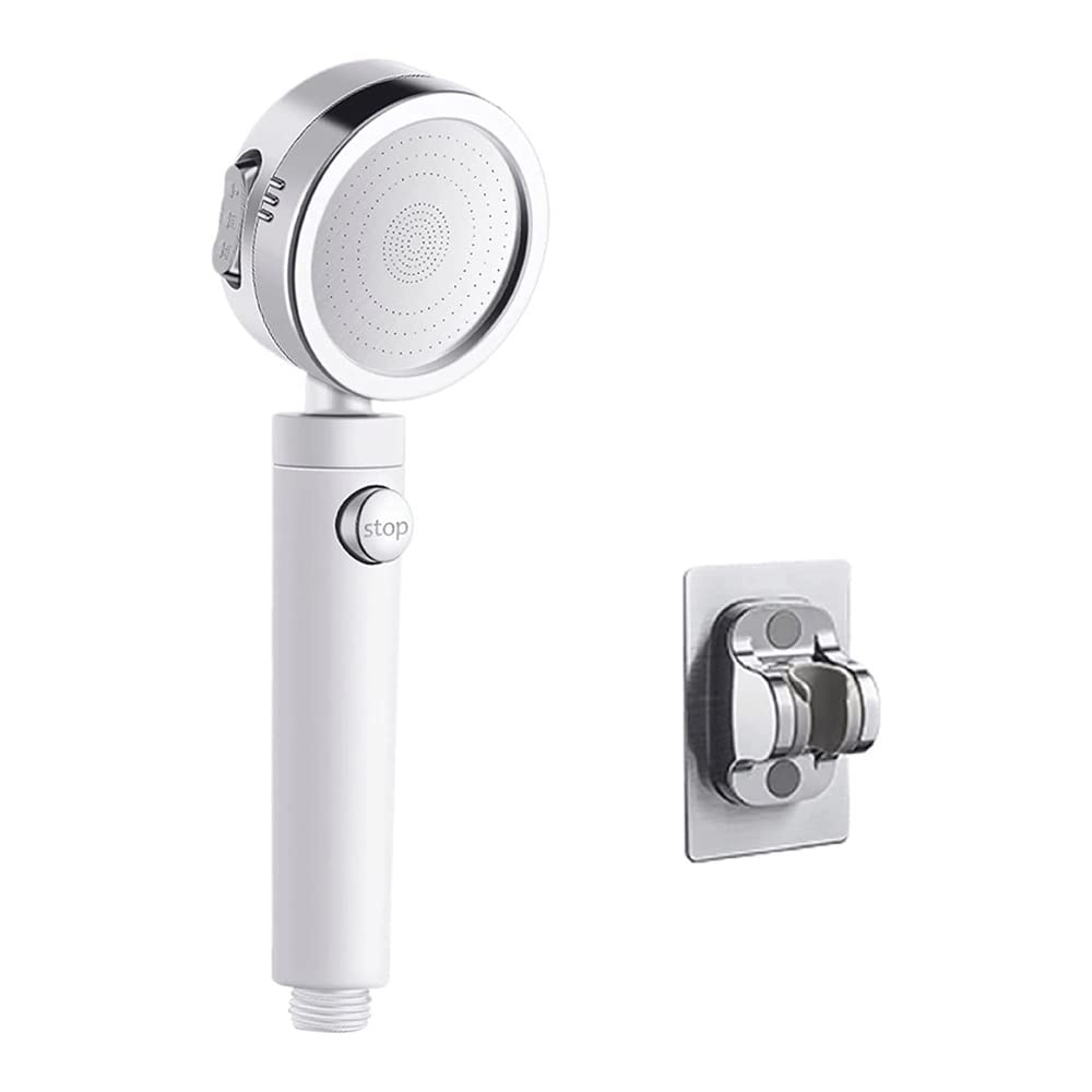 Pommeau de douche à 3 jets avec bouton arrêt et support d'angle