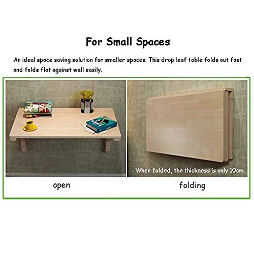 Bureau à abattant pour petits espaces table pliante murale en bois naturel - 4