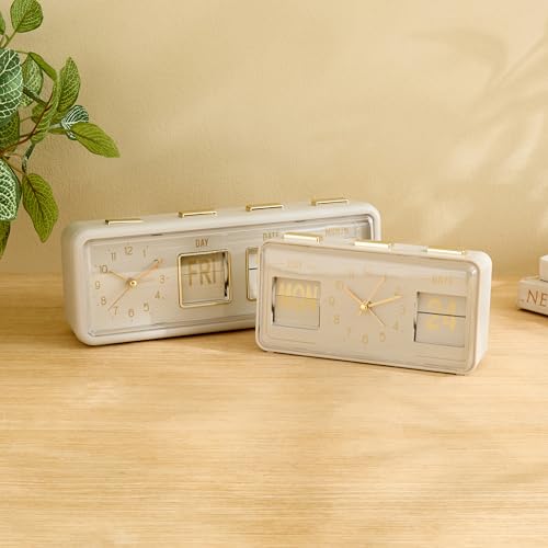 Image of Home Centre Casablanca Glimmer Table Clock with Day and Date - 24x6x9cm