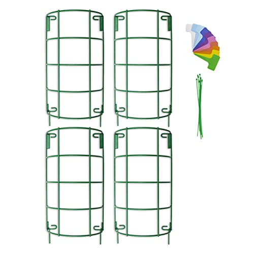 Tube Trellis - for Downspout, Mailbox, Deck Support, Porch Post, Fencepost – 4 Piece Interlocking Curved Trellis for Climbing Plants – 400mm/15.75” Long - Small Nicks in Plastic Coating