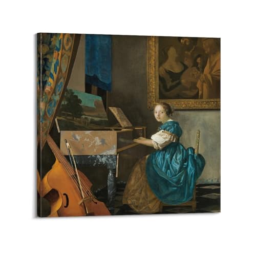 Cadeau 30 x 30 cm Johannes Vermeer poster artistique de peinture murale à suspendre
