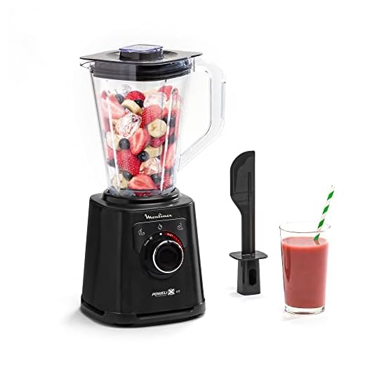 Moulinex Perfect Mix+ LM88A8 - Batidora de vaso de 1200 W, resultados rápidos, 1,5 L capacidad, 3 programas: batidora smoothie, pica hielo, autoclean, jarra de tritán, incluye estpátula ,negro
