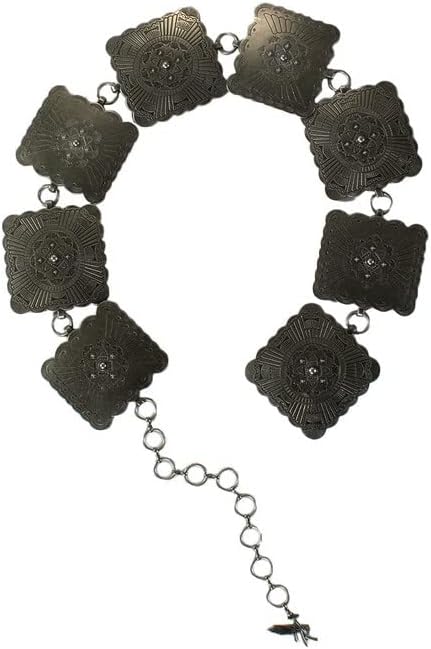 Angel Ranch Western Belt Womens Square Concho Chain Silver D140004036