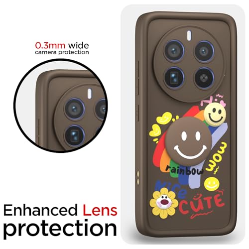 Image of Pikkme Back Cover for Realme 12 Pro 5G / Realme 12 Pro Plus 5G | Soft Silicone| Cute Rainbow Smile & 3D Cartoon Flower Design | Shockproof Raised Camera Protection Bumper Case (Brown)