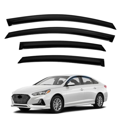 Image of Sonata Rain Guards - Window Visors for Hyundai Sonata 2015-2019, Out-Channel Side Window Rain Guards for Sonata Accessories, 4PCS, Black, Car Accessories