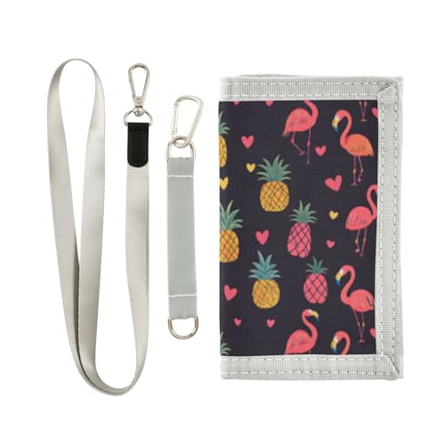 Wusikd Flamingos Pineapples Kids Wallet for Boys Girls Pink Toddler Trifold Wallet Novelty Wallet for Teens Women Men