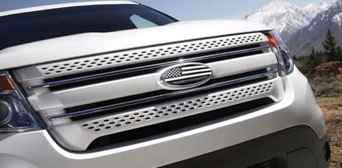 Image of 9inch Emblem for Ford, Front Grille Tailgate Rear American Black Flag Emblem 9 inchX3.5 inch Oval Deca Fit for 04-14 F150, F250, F350,11-14 Edge, 11-16 Explorer, Ranger, Expedition (Chrome and Black)