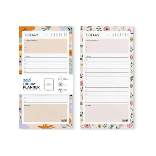 Image of SOLO B6 Floral Design Daily Planner with 50 Tear-Off Sheets, 80 GSM Planner to Track & Schedule Your Day, Manage To-Do List, Goals & Budget Tracker, Ideal for Office, Home & School - Pack of 2