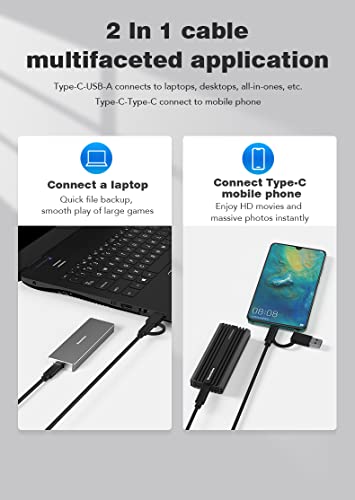 Image of Tobo M.2 NVME External SSD Enclosure, USB 3.1, Gen 2 Adapter with 10Gbps, USB C Hard Drive Caddy /Case for M-Key & M+B Key NVME SSD 2230 /2242 / 2260 /2280, Support UASP (M.2-To-NVMe+NGFF-NEW) - TD-422HS-01
