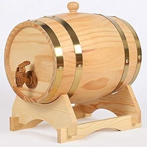 1.5L Vintage Wood Oak Timber Wine Barrel, Bar Accessories, Beer Whiskey Rum Cocktail Set, Bar Restaurant Display,D