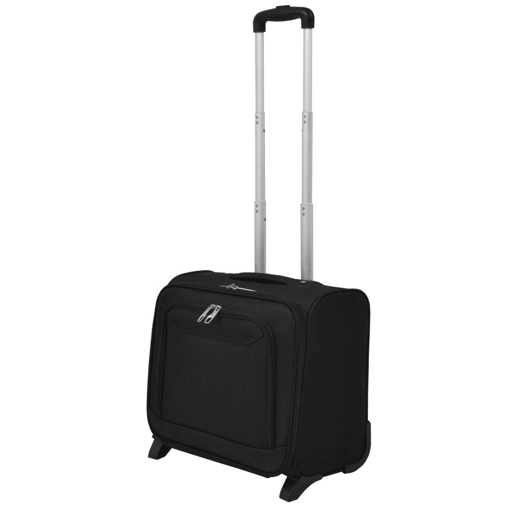 mewmewcatPilot Trolley Lapyop Bag with Wheels and Telescopic Handle 43 x 24 x 39 cm Fabric with Coating Black