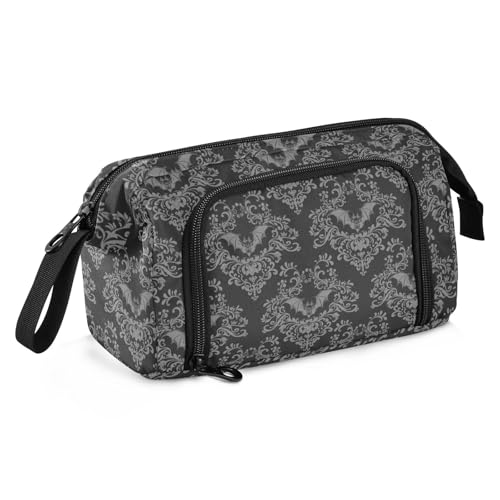 Image of Goth Bats Black Big Capacity Pencil Pen Case Large Pencil Pouch | Portable Multi Compartment Zipper Pencil Bags Stationery Storage for Men Women College Office