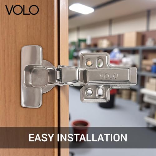 Image of VOLO 2D Soft Close Cabinet Hinges for Furniture, Wardrobes, Doors, and Storage Units | Mild Steel | 1 Year Manufacturer Warranty | (15 Crank | Inset, 4 Pieces (2 Set))