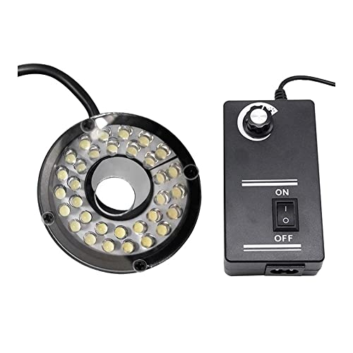 Microscope Adjustable 32 LED Microscope Ring Light Illuminator Lamp for Industry Stereo Video Microscope Diameter 18 mm w/110V-240V Adapter