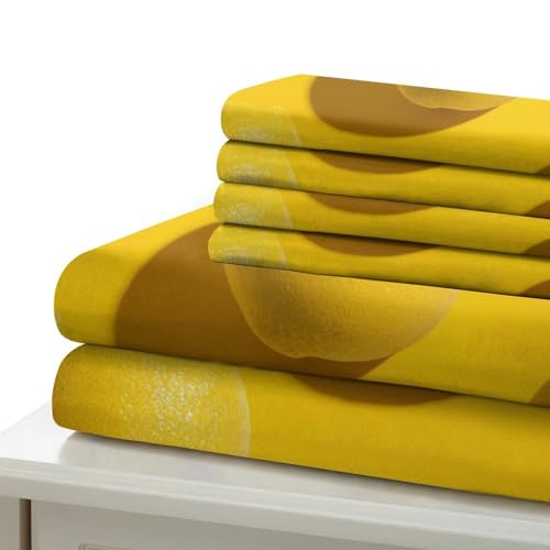 Parure de lit citron microfibre 135x200 avec housse de couette single - 6