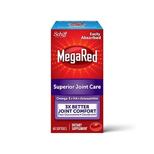 Omega-3 Krill Oil and Joint Supplement - Megared Joint Care 60 softgels - EPA/DHA Fatty acids, Antioxidants, Hyaluronic Acid, No Fishy Burp Aftertaste as with Fish Oil