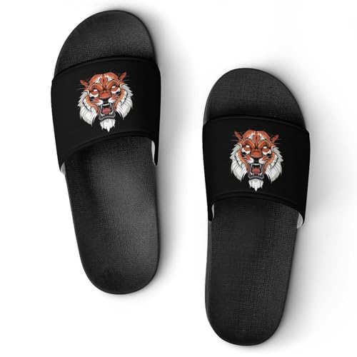 Fierce Tiger House Slippers for Women Men Personalized Shower Shoes Sandals Slides