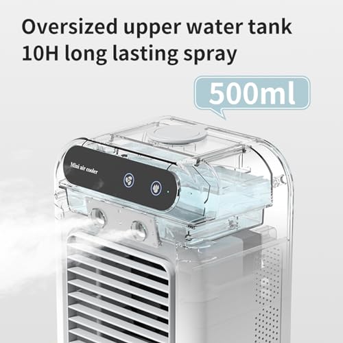 Doucdoft L7 Portable Air Conditioner For Camping, 3H Battery Cooling Fans Humidifier For Car, 500Ml Tank Evaporative Air Cooler, Personal Air Conditioner For Room thumb #2