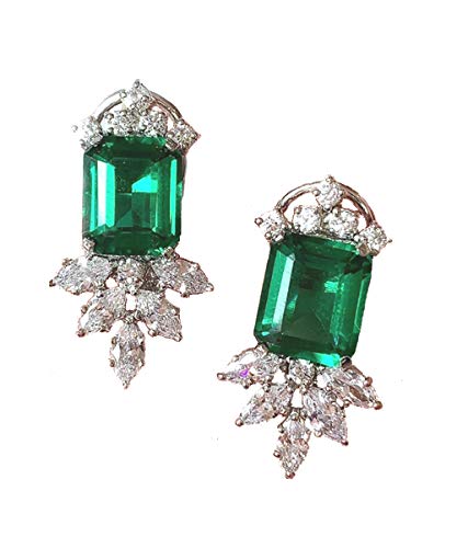 Boucles d'oreilles émeraude argent ESME : le cadeau idéal avec faux diamants